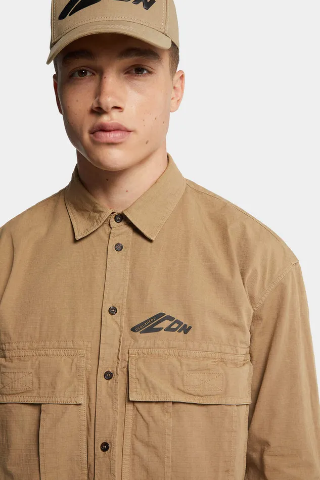 Dsquared2 Shirts Icon New Generation Ripstop Cropped Shirt Khaki 8211 Men