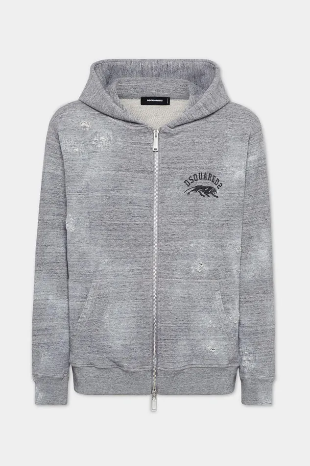Dsquared2 Sweatshirts Washed And Destroyed Hoodie Grey Melange 8211 Men