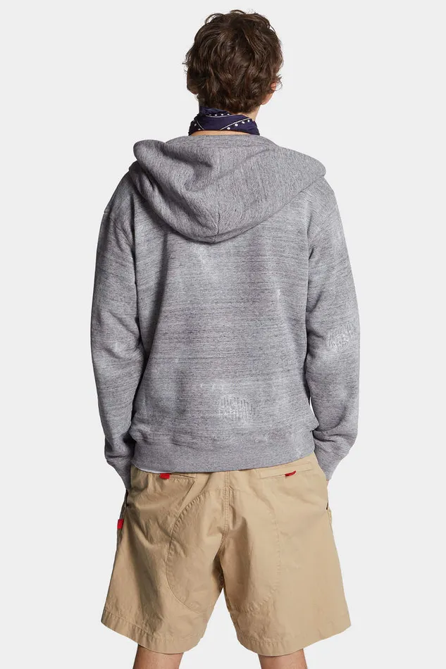 Dsquared2 Sweatshirts Washed And Destroyed Hoodie Grey Melange 8211 Men