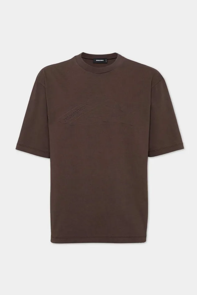Dsquared2 TShirts and Polo Icon New Generation Loose Fit Embossed TShirt Dark Chocolate 8211 Men