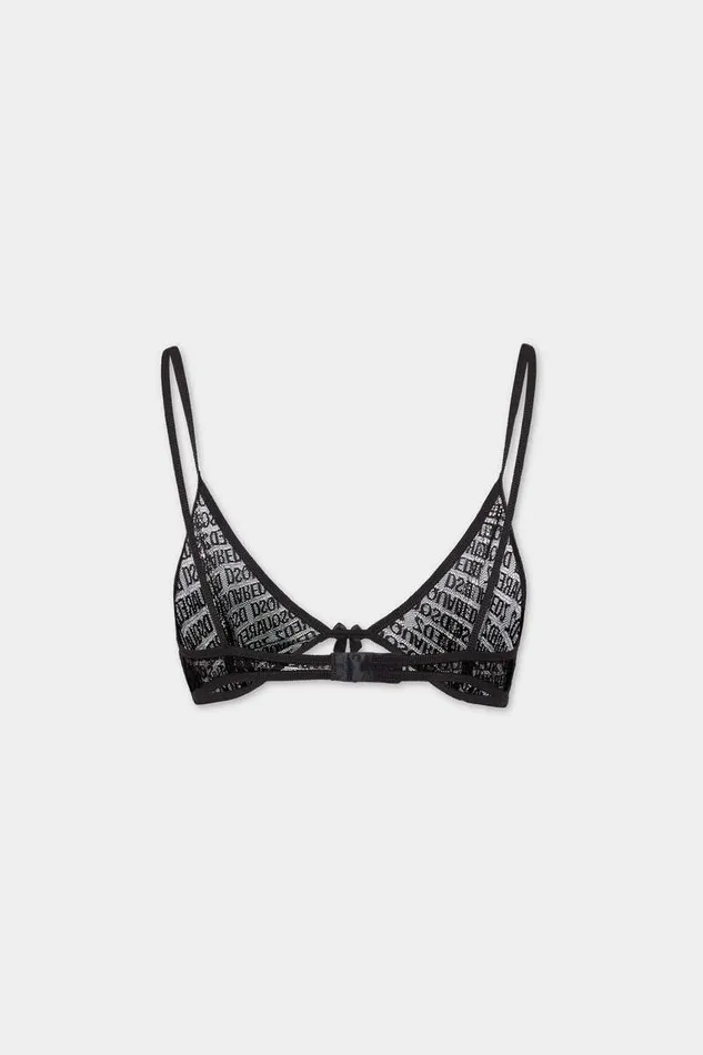 Dsquared2 Underwear Allover Logo Triangle Bra Black 8211 Women