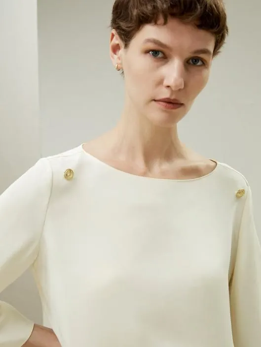 Dubrovnik 34 Sleeve Silk Top With Button Accents 8211 Luxurious Silk Blouses Women Blouses Lilysilk Shirts