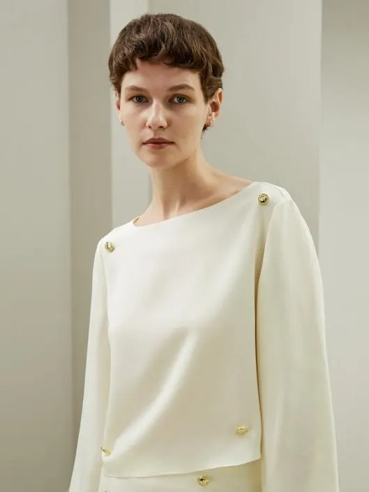 Dubrovnik 34 Sleeve Silk Top With Button Accents 8211 Luxurious Silk Blouses Women Blouses Lilysilk Shirts