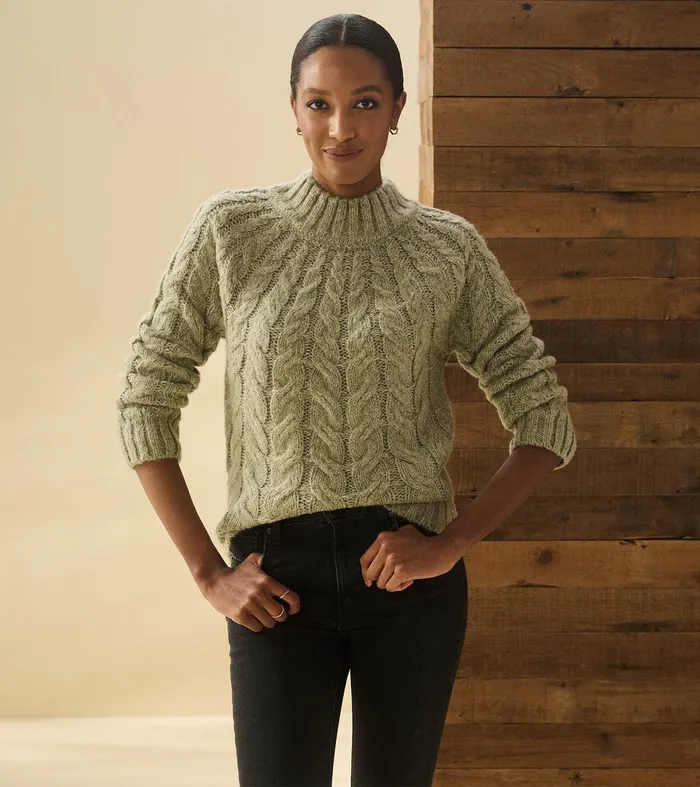Dylan Cable Knit Sweater 8211 Moss Green Hatley