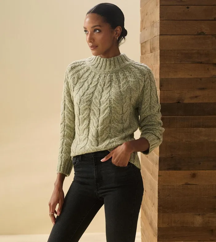 Dylan Cable Knit Sweater 8211 Moss Green Hatley
