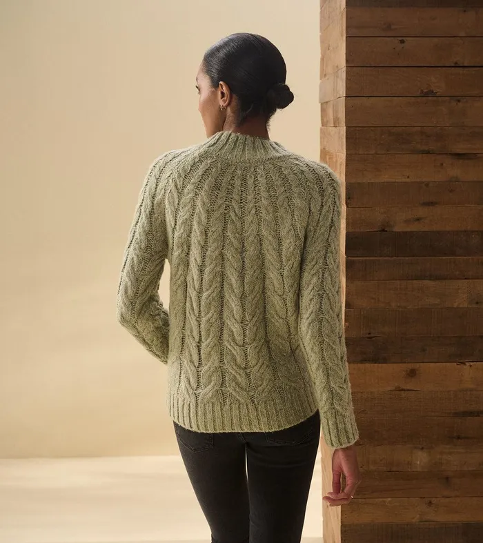 Dylan Cable Knit Sweater 8211 Moss Green Hatley