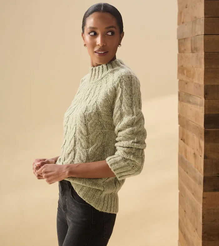 Dylan Cable Knit Sweater 8211 Moss Green Hatley