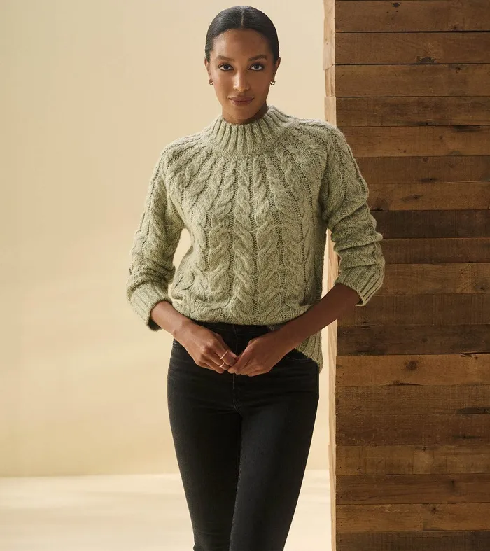 Dylan Cable Knit Sweater 8211 Moss Green Hatley