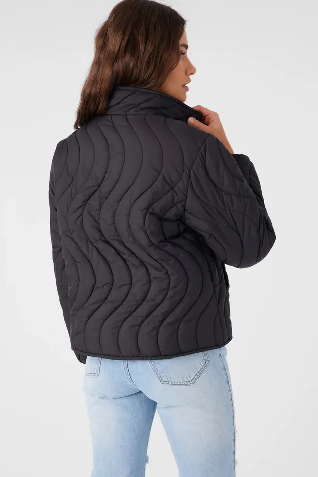 EDEN NYLON WAVE QUILTED ZIP JACKET Black Women O039NEILL Clothing