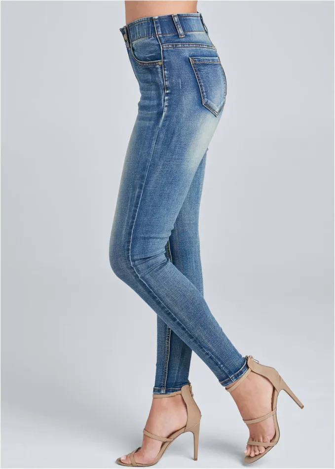 ELASTIC WAISTBAND JEANS Medium Wash Women VENUS Skinny