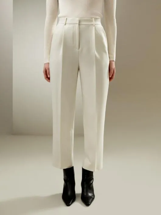 Elegant Medium Rise SilkWool Blend Business Trousers Women Lilysilk Essentials