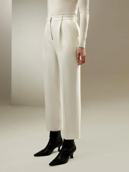 Elegant Medium Rise SilkWool Blend Business Trousers Women Lilysilk Essentials