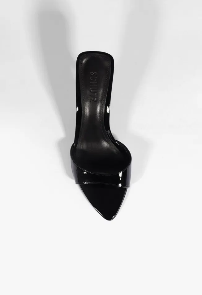 Elodie Patent Leather Sandal Black Women Schutz Shoes Mules