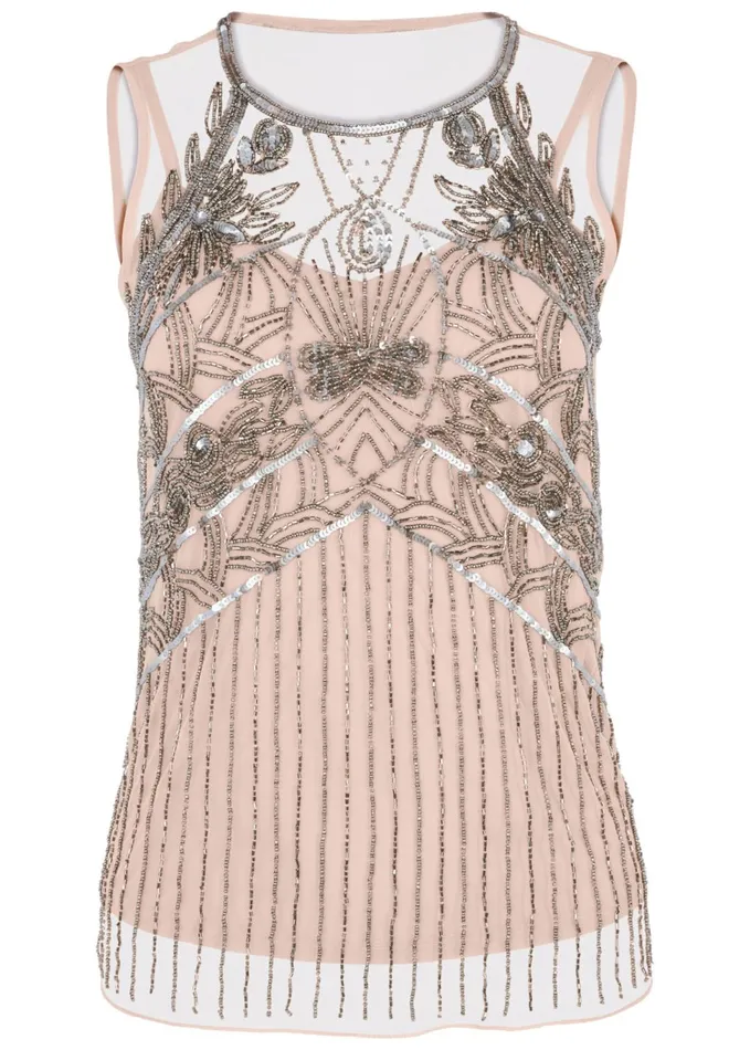 EMBELLISHED MESH TOP Light Pink Women VENUS Night Out Tops
