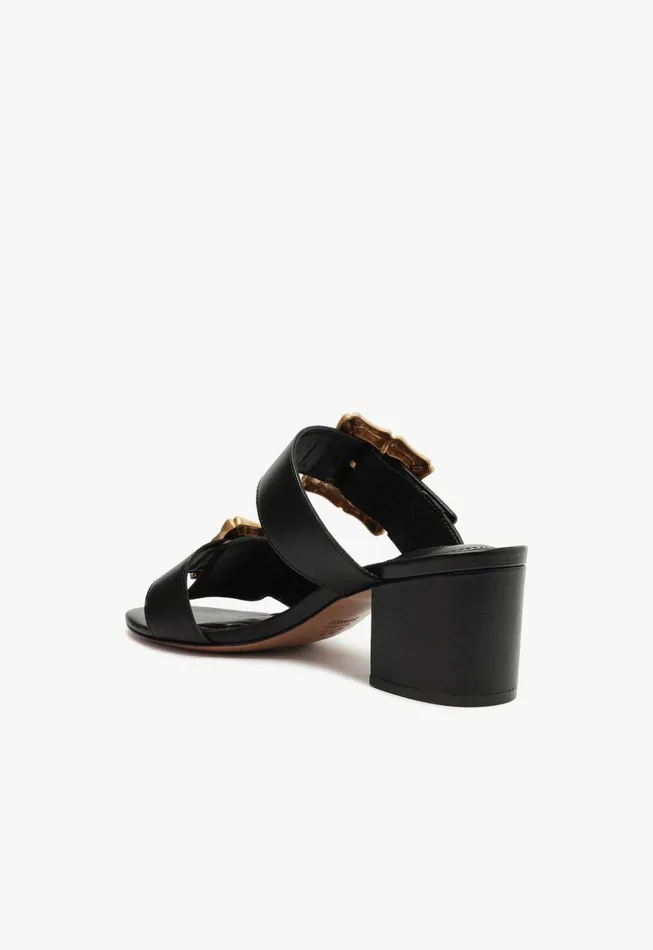 Enola Mid Block Leather Sandal Black Women Schutz Shoes Enola