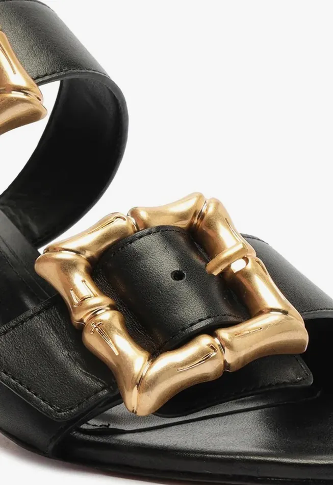 Enola Mid Block Leather Sandal Black Women Schutz Shoes Enola