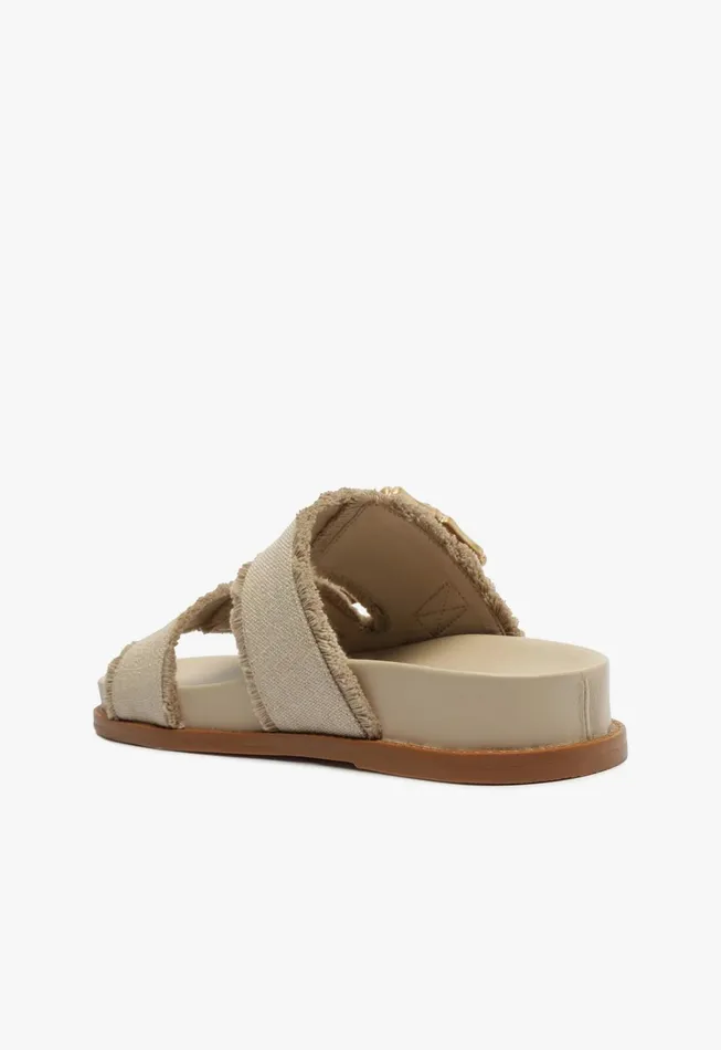 Enola Sporty Linen Sandal Oyster Women Schutz Shoes Mules