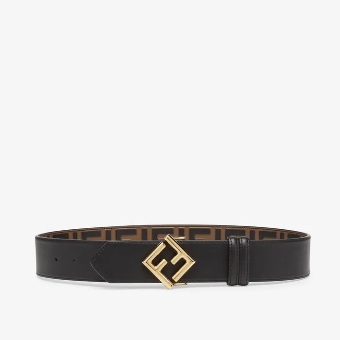 Fendi Belts FF Diamonds Belt Brown Leather Reversible Belt 8211 Women