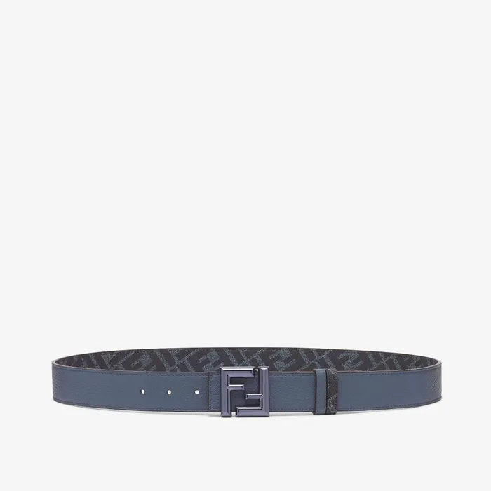 Fendi Belts FF Rounded Belt Blue Leather And Blue FF Canvas Reversible Belt 8211 Men Fendi Belts FF Rounded Belt Blue Leather And Blue FF Canvas Reversible Belt 8211 Men