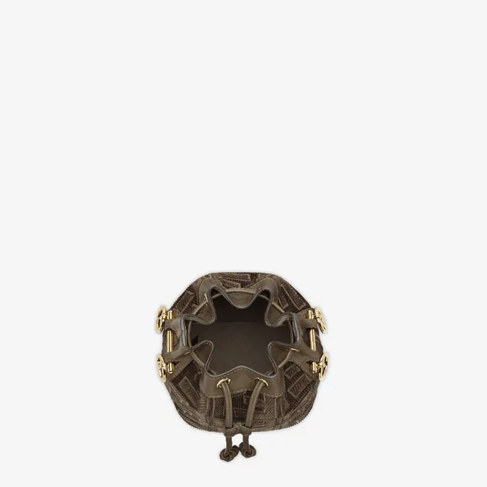 Fendi Bucket Bags Mon Tresor Green Corduroy Minibag 8211 Women