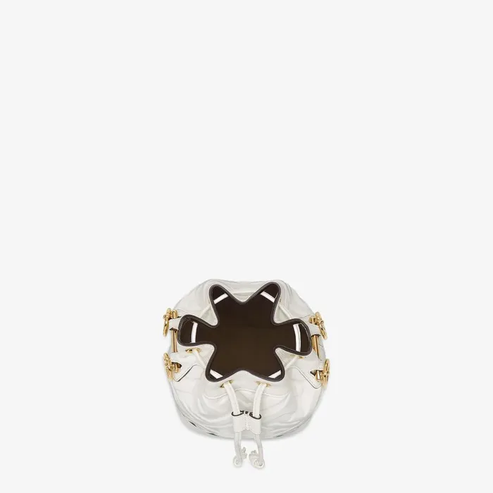 Fendi Bucket Bags Mon Tresor White Leather Minibag With FF Motif 8211 Women