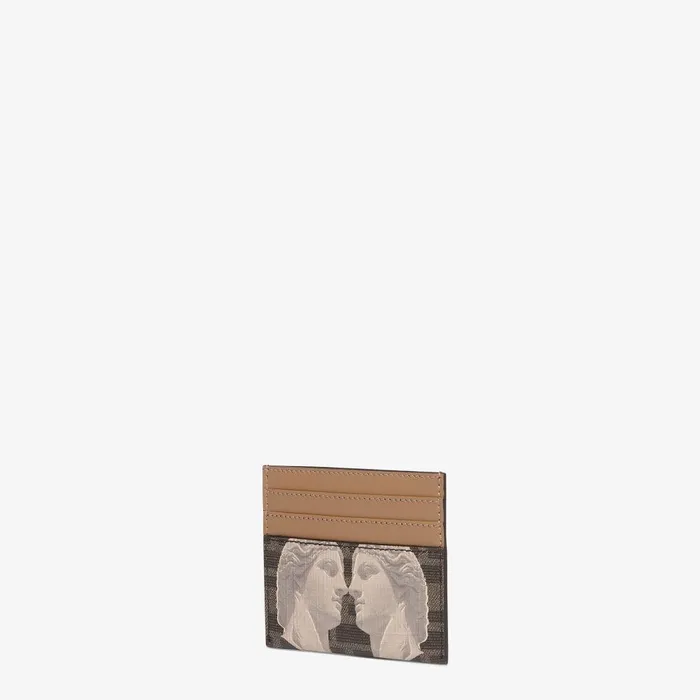 Fendi Card Holders Card Case Brown FF Fabric Flat Card Case With Statue Print 8211 Women
