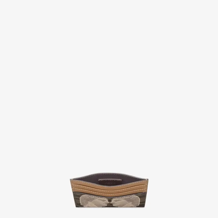 Fendi Card Holders Card Case Brown FF Fabric Flat Card Case With Statue Print 8211 Women