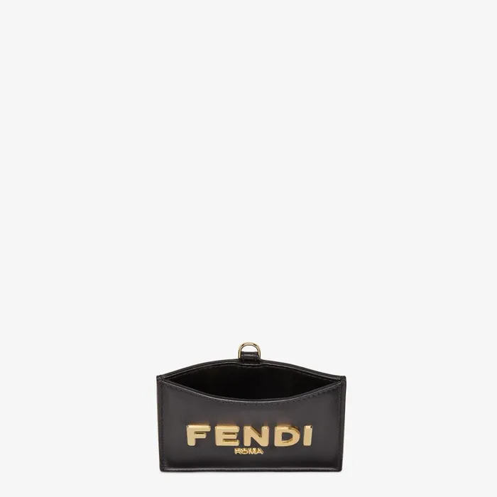 Fendi Card Holders Name Badge Black Leather Name Badge 8211 Women