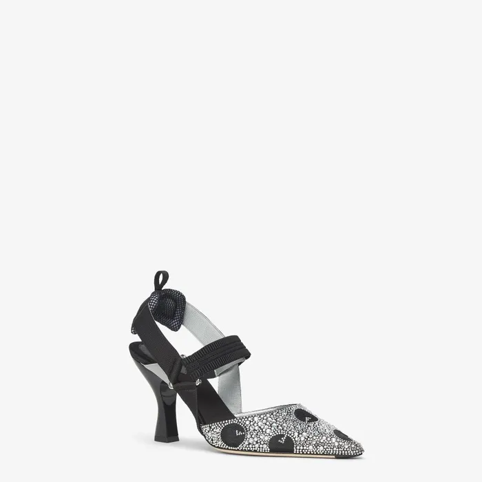 Fendi Colibr Colibr Black Mesh And Rhinestone Highheeled Slingbacks 8211 Women