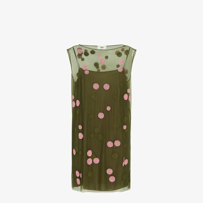 Fendi Dresses and Jumpsuits Dress Green Embroidered Tulle Dress 8211 Women
