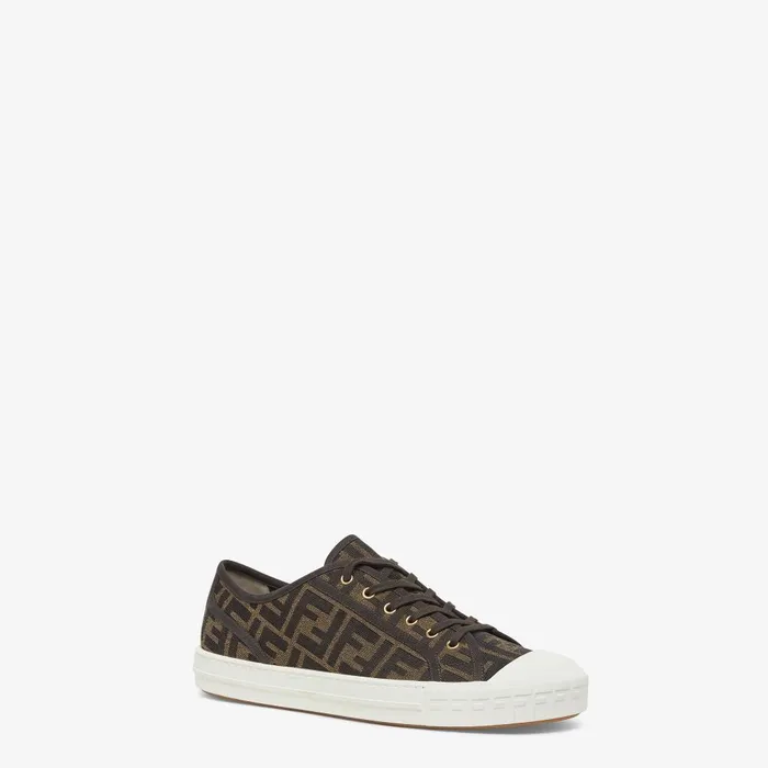 Fendi Essentials For Women Domino Brown FF Fabric Lowtops 8211 Women