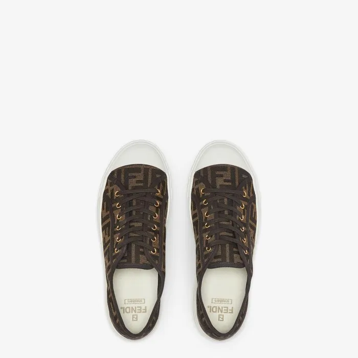 Fendi Essentials For Women Domino Brown FF Fabric Lowtops 8211 Women