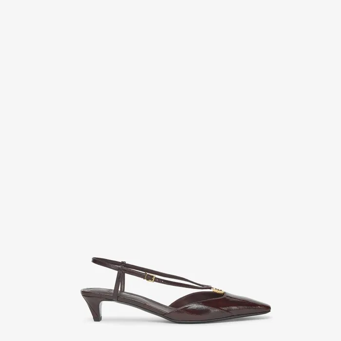 Fendi FFold Fendi FFold Brown Eel Leather Lowheeled Slingbacks 8211 Women