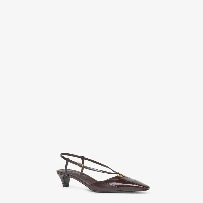 Fendi FFold Fendi FFold Brown Eel Leather Lowheeled Slingbacks 8211 Women