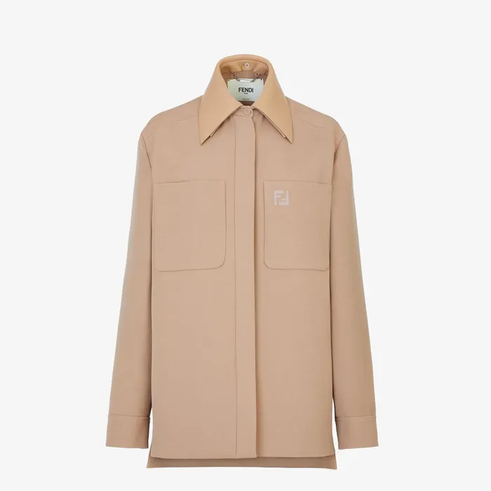 Fendi Jackets Jacket Beige Wool Grain De Poudre GoTo Jacket 8211 Women