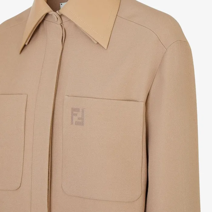 Fendi Jackets Jacket Beige Wool Grain De Poudre GoTo Jacket 8211 Women