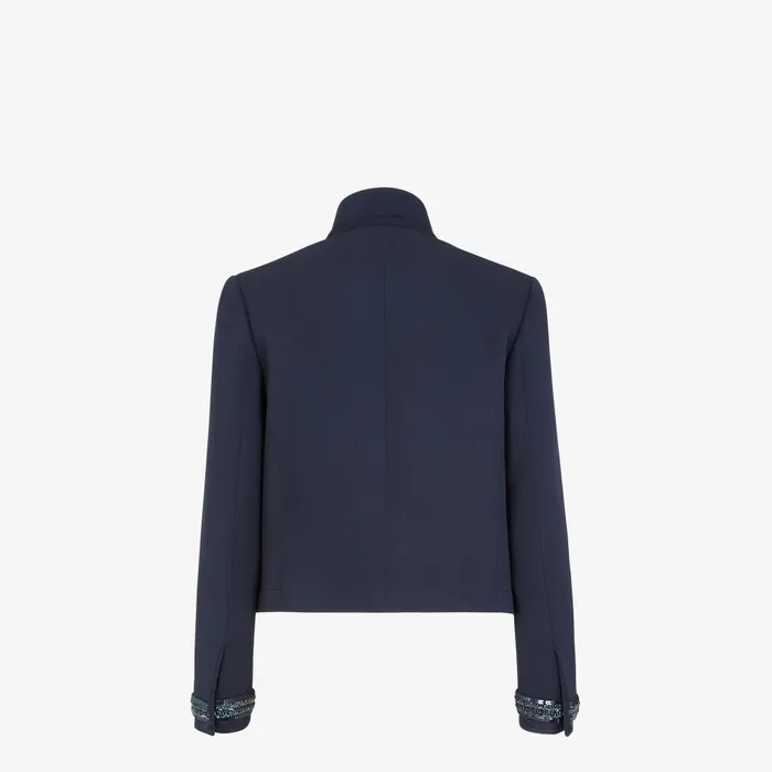Fendi Jackets Jacket Navy Blue Cady Jacket With Sequins 8211 Women