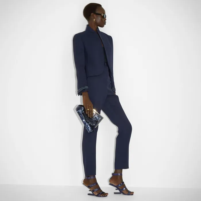 Fendi Jackets Jacket Navy Blue Cady Jacket With Sequins 8211 Women