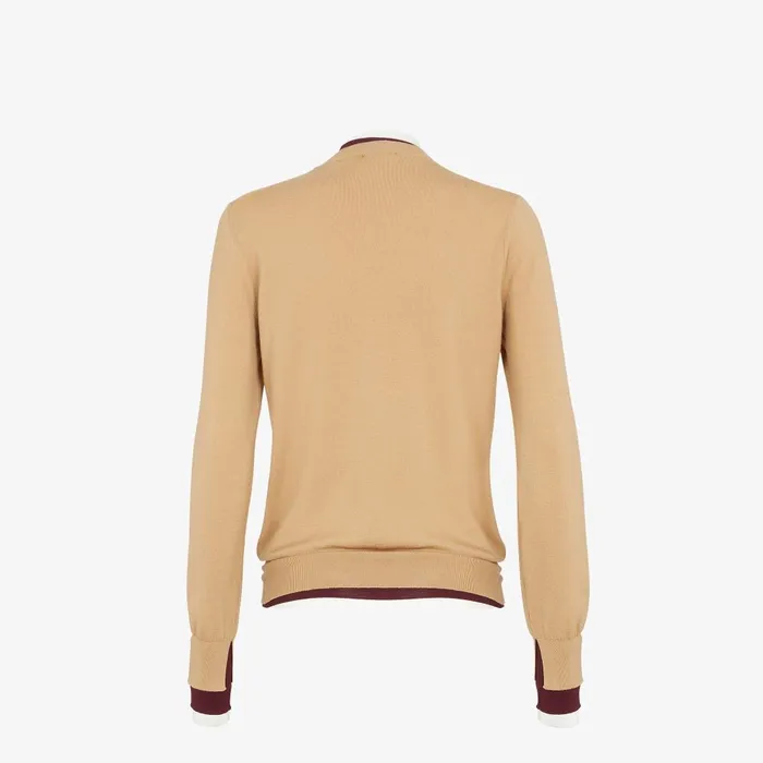 Fendi Knitwear Sweater Beige Wool Sweater 8211 Women