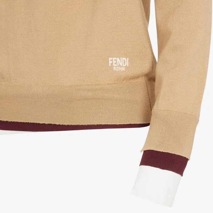 Fendi Knitwear Sweater Beige Wool Sweater 8211 Women