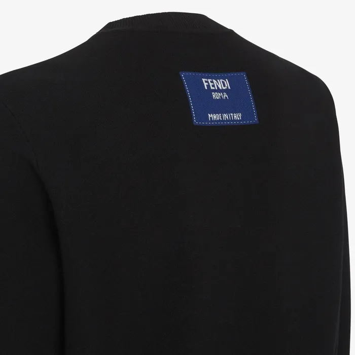 Fendi Knitwear Sweatshirt Black Fabric Sweatshirt 8211 Men