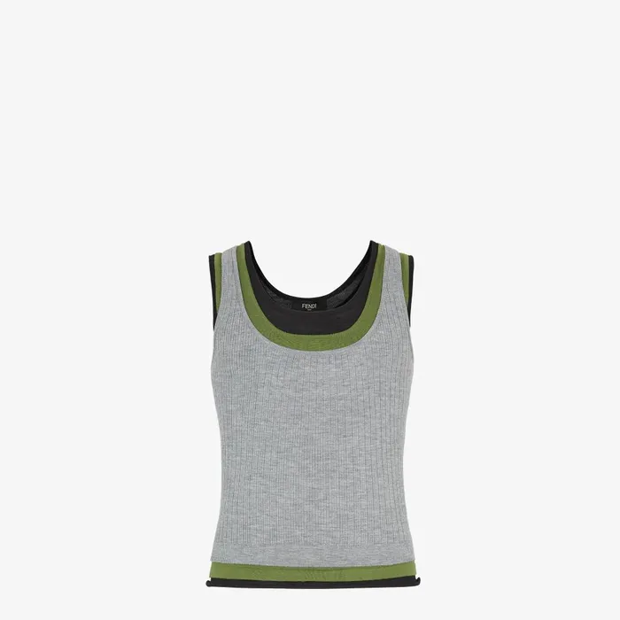 Fendi Knitwear Top Gray Wool Top 8211 Men