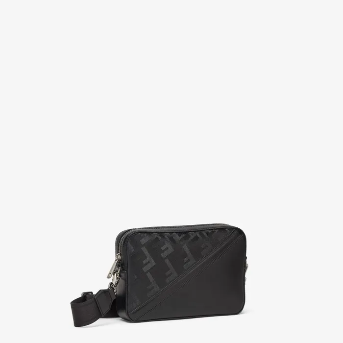 Fendi Messenger Bags Fendi Diagonal Camera Case Black Leather Bag 8211 Men