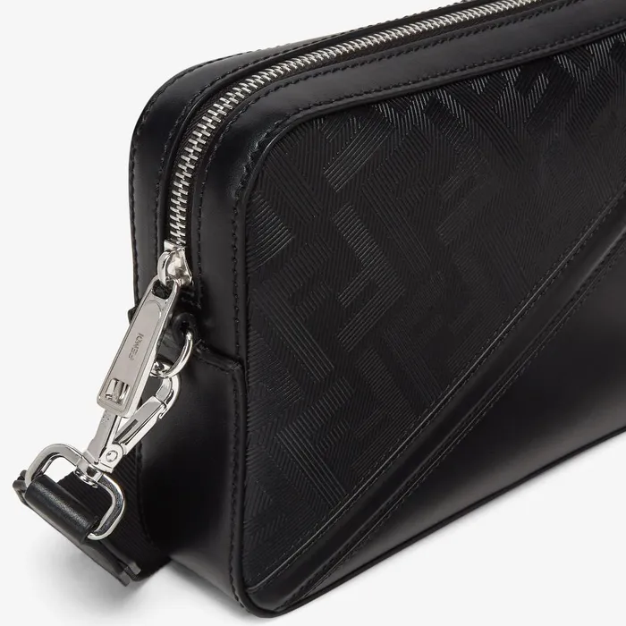 Fendi Messenger Bags Fendi Diagonal Camera Case Black Leather Bag 8211 Men
