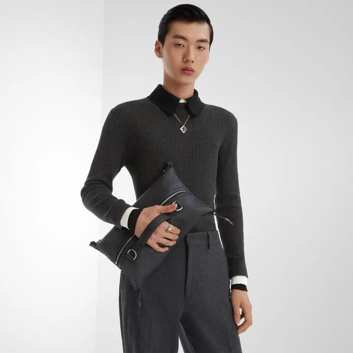 Fendi Messenger Bags Selleria Fendi Siesta Small Black Leather Selleria Bag With 266 Handsewn Topstitches 8211 Men