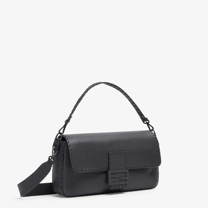 Fendi Messenger Bags Selleria Maxi Baguette Black Selleria Leather Bag 8211 Men