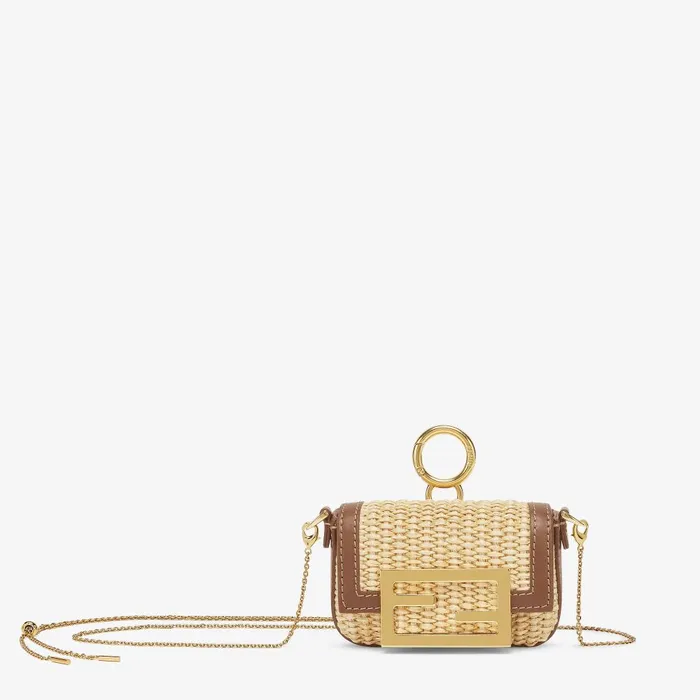 Fendi Miniature Bags Nano Baguette Charm Beige Cotton Fiber Charm 8211 Women