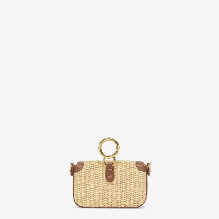 Fendi Miniature Bags Nano Baguette Charm Beige Cotton Fiber Charm 8211 Women