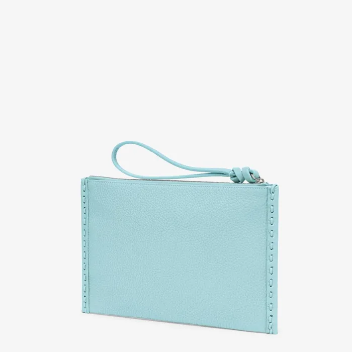 Fendi Pouches Peekaboo Flat Pouch Light Blue Selleria Pouch With 46 Handsewn Stitches 8211 Women