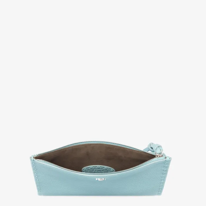 Fendi Pouches Peekaboo Flat Pouch Light Blue Selleria Pouch With 46 Handsewn Stitches 8211 Women